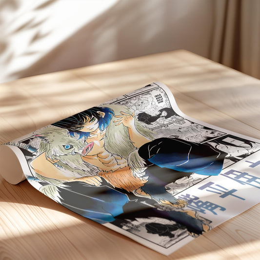 Inosuke Hashibira Poster Matte, Demon Slayer - Unframed Vertical Print