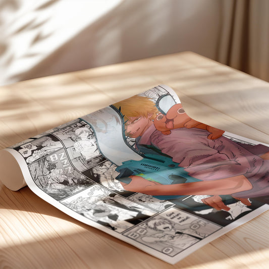 Denji & Pochita Poster Matte, Chainsaw Man - Unframed Vertical Print