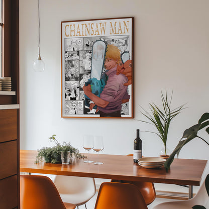 Denji & Pochita Poster Matte, Chainsaw Man - Unframed Vertical Print