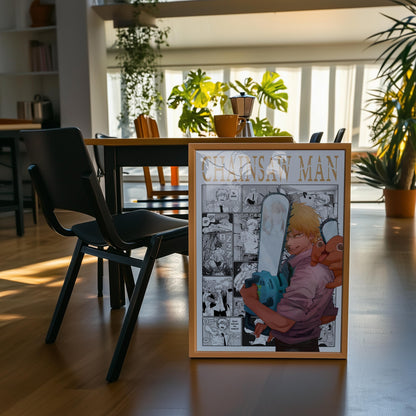 Denji & Pochita Poster Matte, Chainsaw Man - Unframed Vertical Print