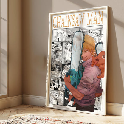 Denji & Pochita Poster Matte, Chainsaw Man - Unframed Vertical Print