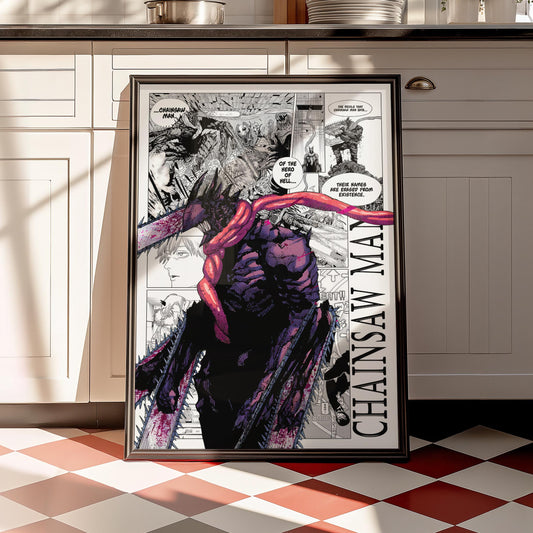 Pochita/Denji Devil Form Poster Matte, Chainsaw Man - Unframed Vertical Print