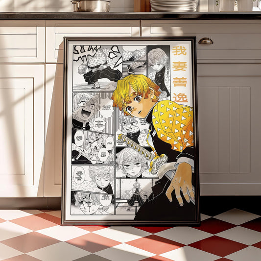 Zenitsu Agatsuma Poster Matte, Demon Slayer - Unframed Vertical Print